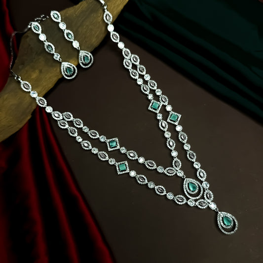 Jaesica Double Layer AD Necklace Set