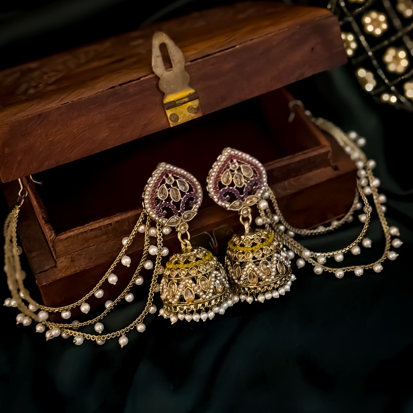Dhriti Reverse AD Jadau Jhumka with Sahara & Teeka- Multi