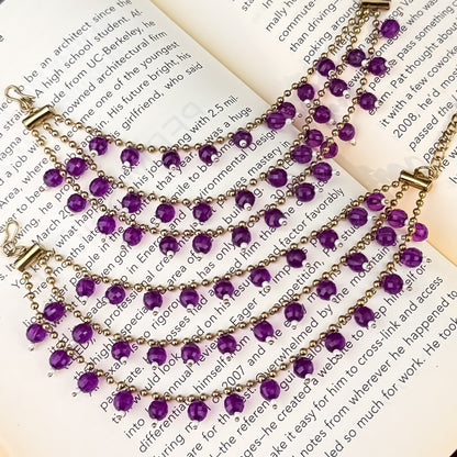 Ishana 3 Layer Pearl Detachable Earchains - Purple