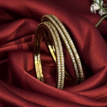 Golden Lyra Premium AD Bangles Golden (Set of 4)