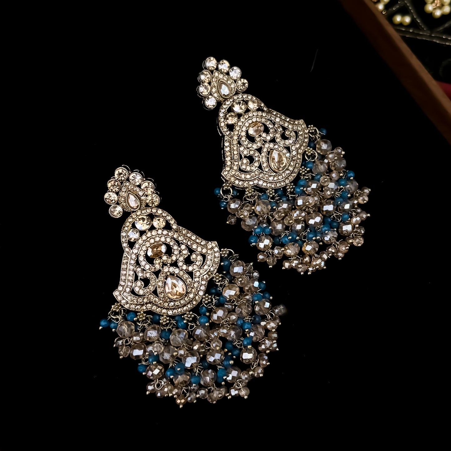 Madiha Premium Reverse AD Necklace Set - Firozi