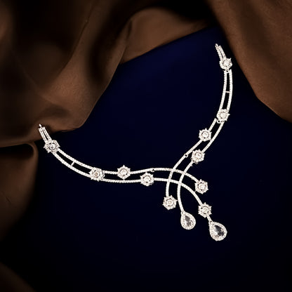 Crystal white Blair American Diamond Necklace Set