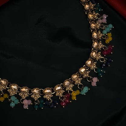 Kusha Reverse AD Sleek Necklace Set - Multi