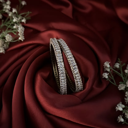 Golden Vrishti Premium AD Bangles (Set of 2)