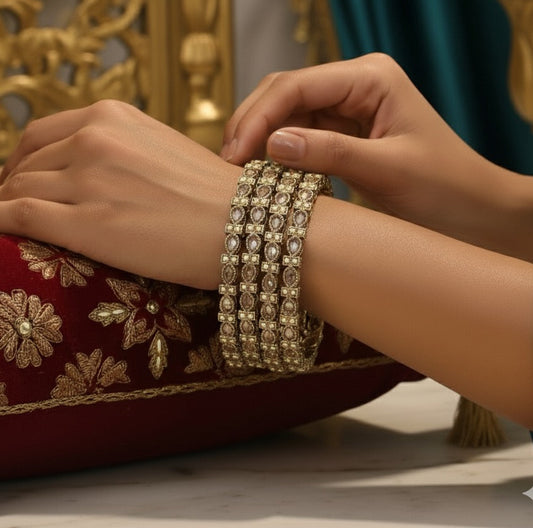 Rasika Jadau Reverse AD Premium Bangles (Set of 4) - Golden