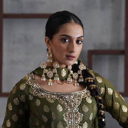 Aamna Statement Kundan Chandbali Earrings - Golden