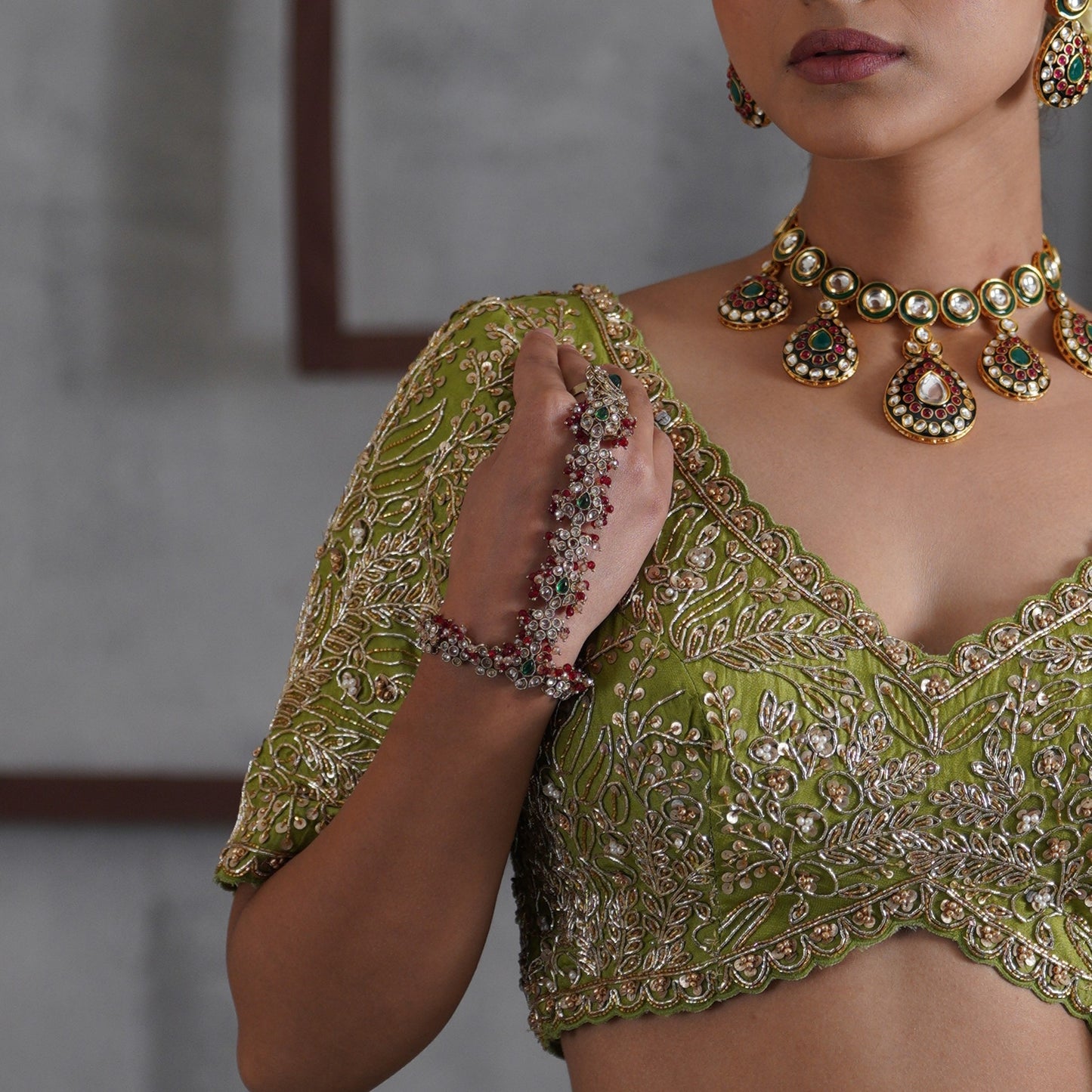 Nikhat Premium Reverse AD Haathphool - Maroon & Golden