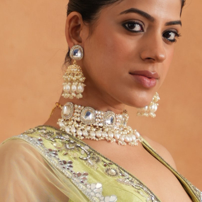 Anika Pearl Necklace Set - Golden