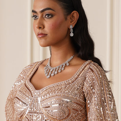 Miren American Diamond Necklace Set - Crystal White