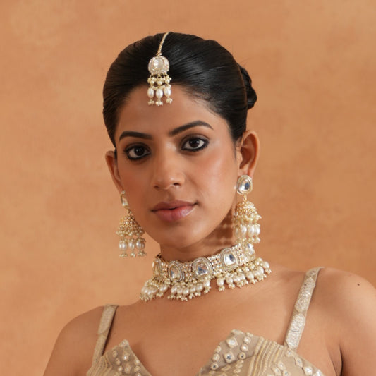 Anika Pearl Necklace Set - Golden