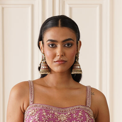 Rani Padmavat Jadau Jhumka Earrings with Sahara & Teeka - Multi