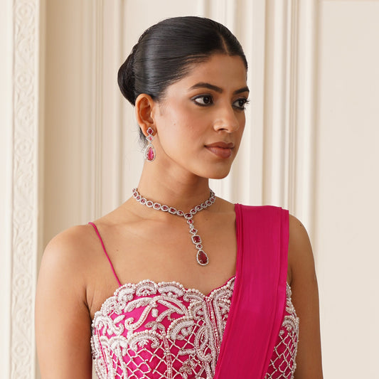 Sophie AD Necklace Set - Ruby Red