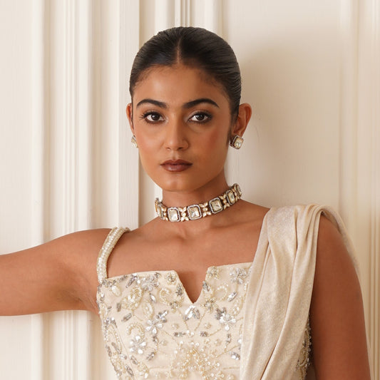 Soma Square Uncut AD Polki Choker Necklace Set