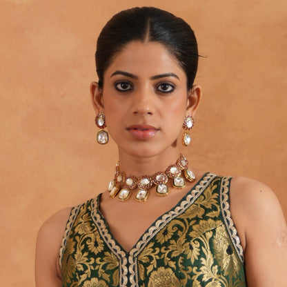 Vriksha Vilandi Kundan Premium Necklace Set