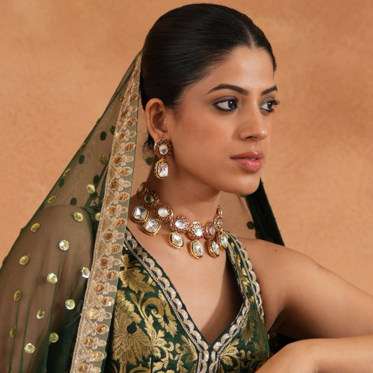Vriksha Vilandi Kundan Premium Necklace Set