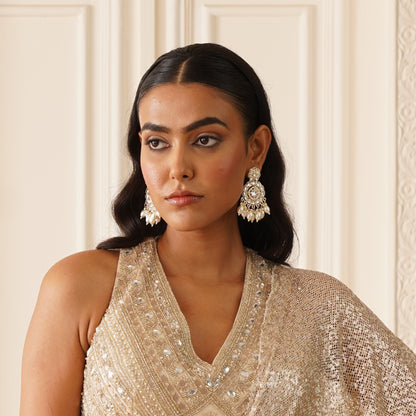 Subheksha Pearl Chandbali Earrings - Golden
