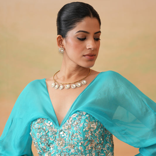 Raima Polki Hasli Necklace Set - Golden