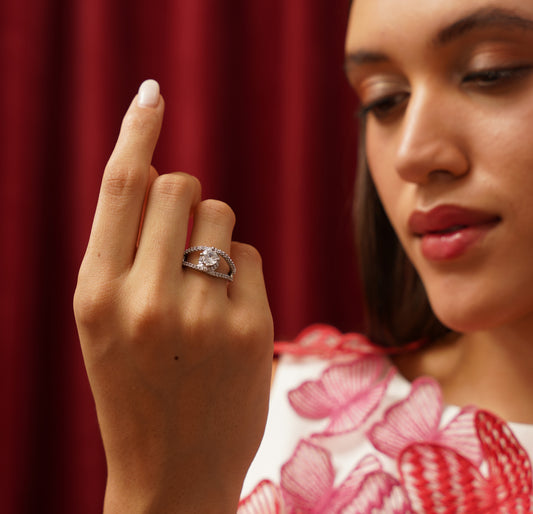 Aurora American Diamond Adjustable Ring - Silver