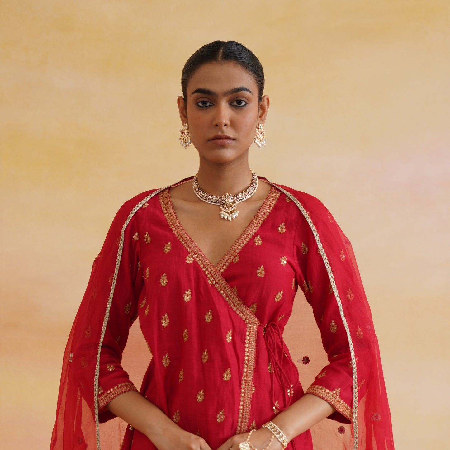 Daraksha Meenakari Hasli Necklace Set - Maroon