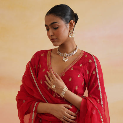 Daraksha Meenakari Hasli Necklace Set - Maroon