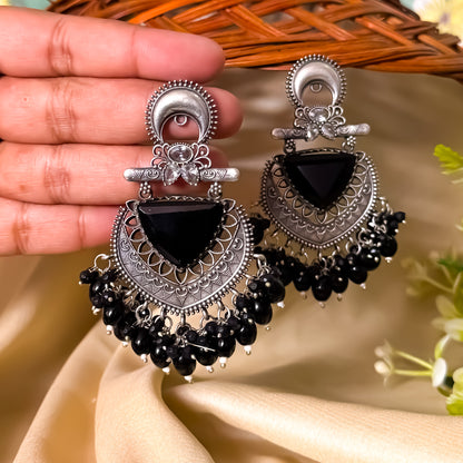 Monalisa Premium Brass Chabdbali Earrings - Black