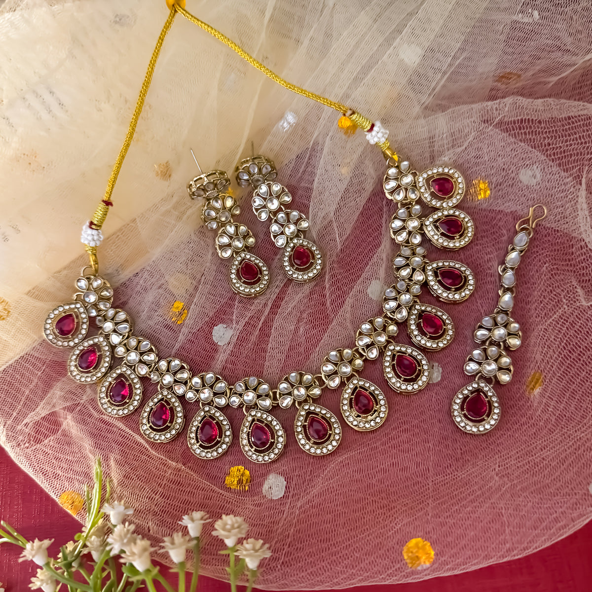 Pink Snigdha Kundan Choker Necklace Set
