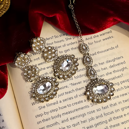 Ishkara AD Polki Look Alike Necklace Set - Golden