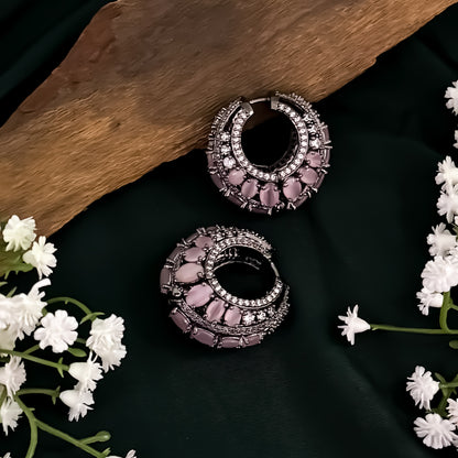 Anastasia American Diamond Hoop Earrings - Pastel Pink