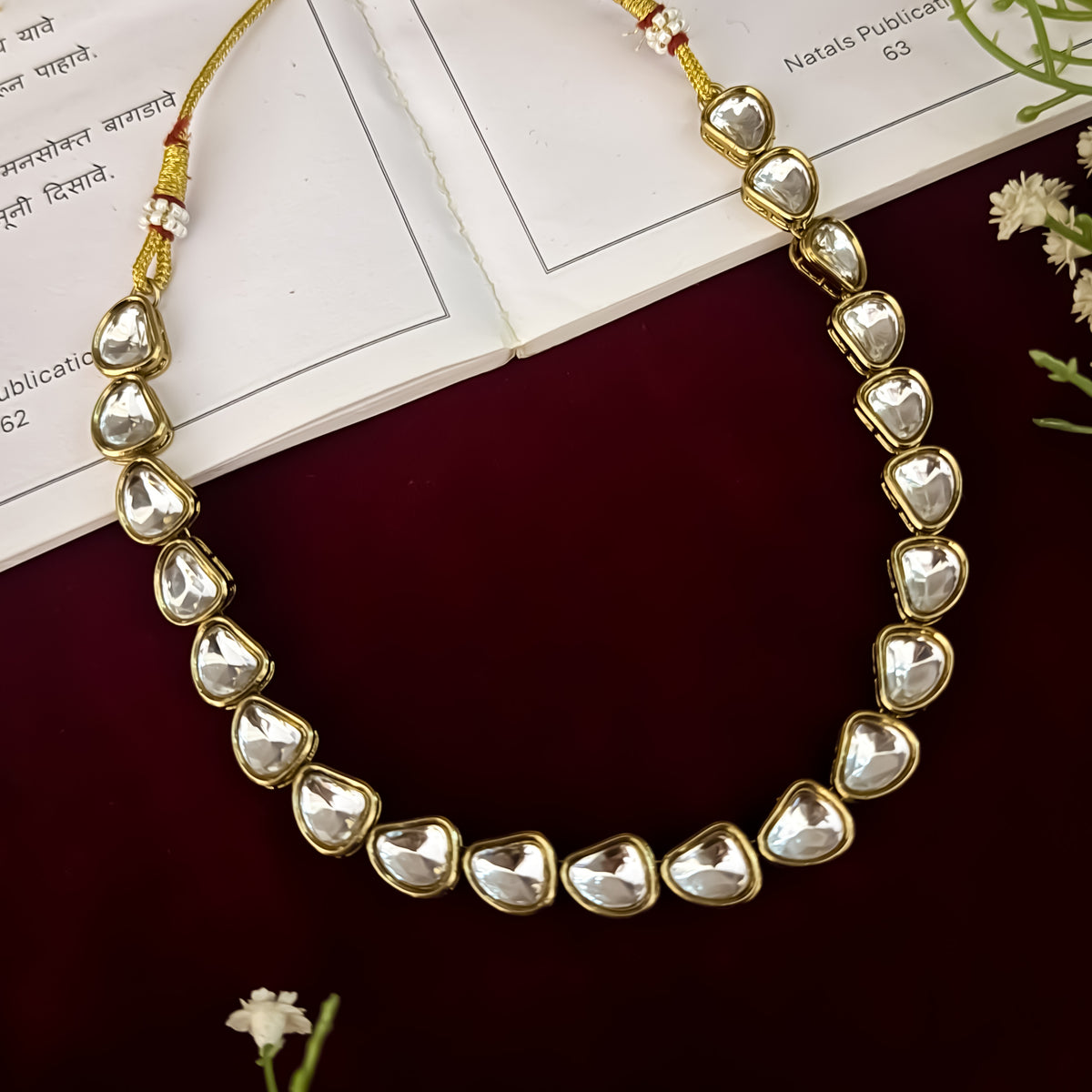 Golden Pakhi Uncut Kundan Necklace Set