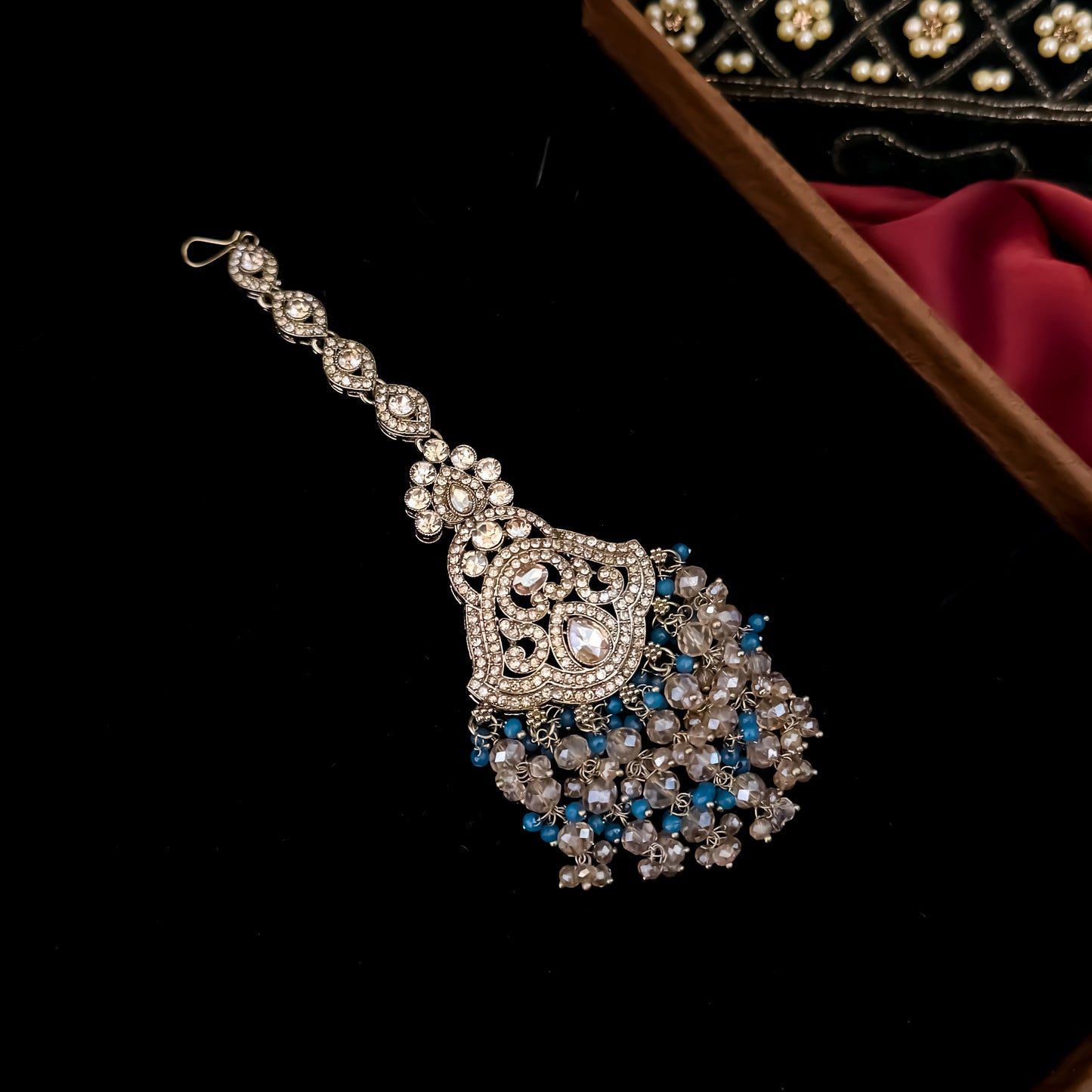 Madiha Premium Reverse AD Necklace Set - Firozi