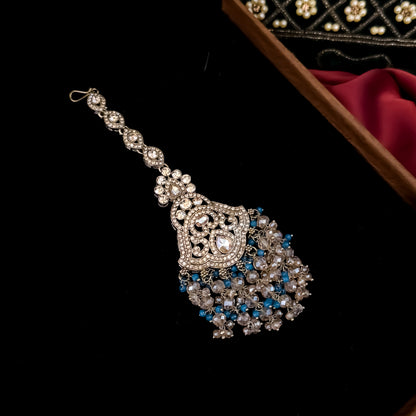 Madiha Premium Reverse AD Necklace Set - Firozi