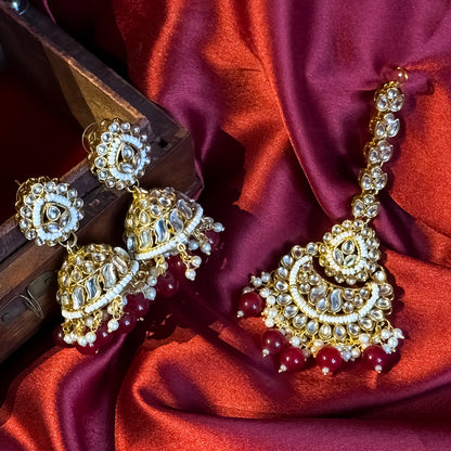 Sameera Premium Kundan Necklace Set - Maroon