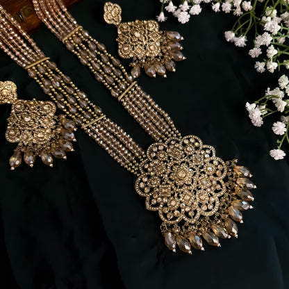 Mandala Jadau Reverse AD Necklace Set- Copper Golden