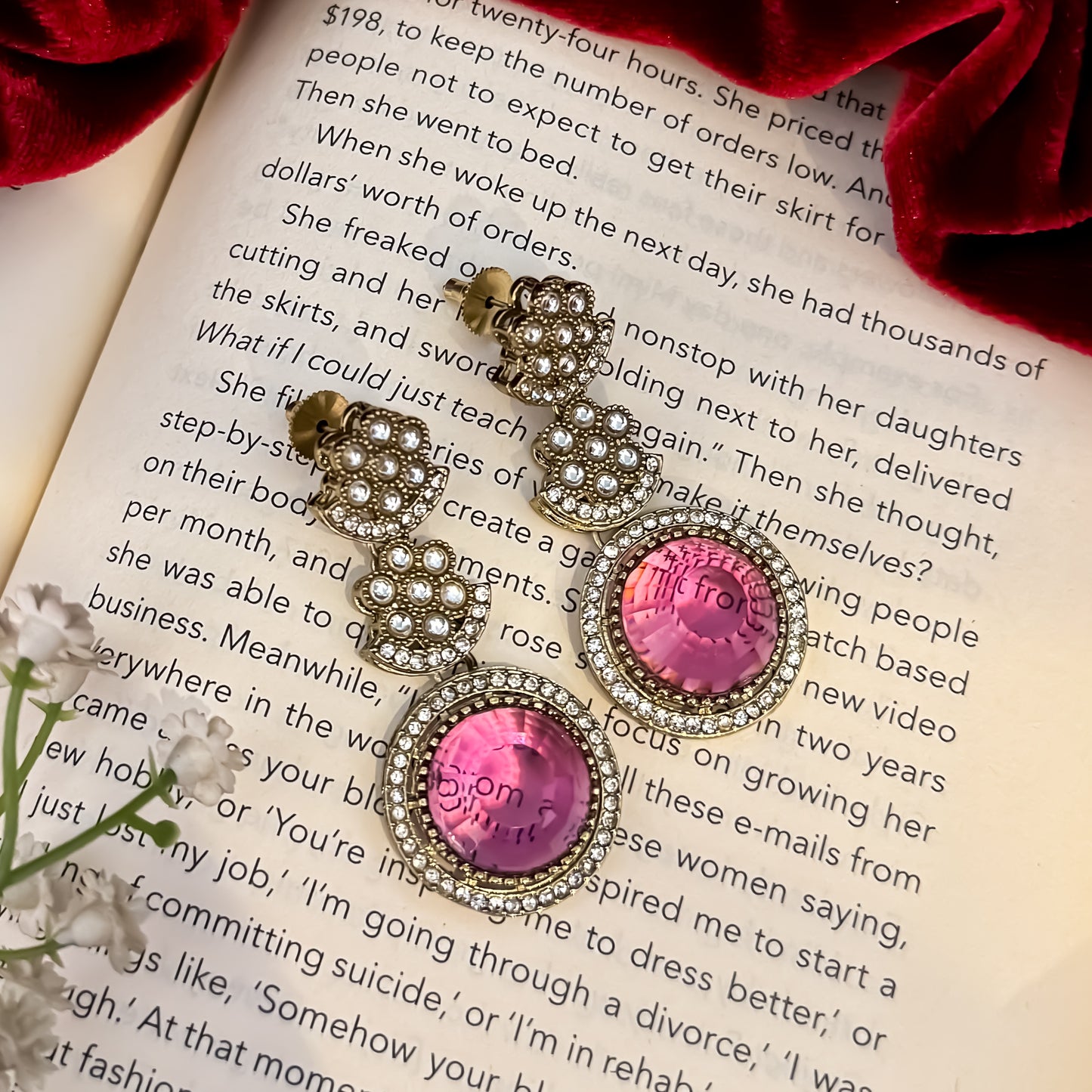 Naira AD Polki Look Alike Necklace Set - Wine