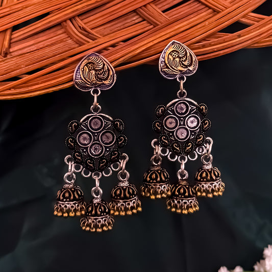 Ujwal SLA Dual Tone Brass Jhumka Earrings