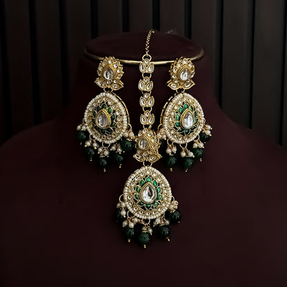 Shireen Premium Meenakari Kundan Choker Necklace Set - Green