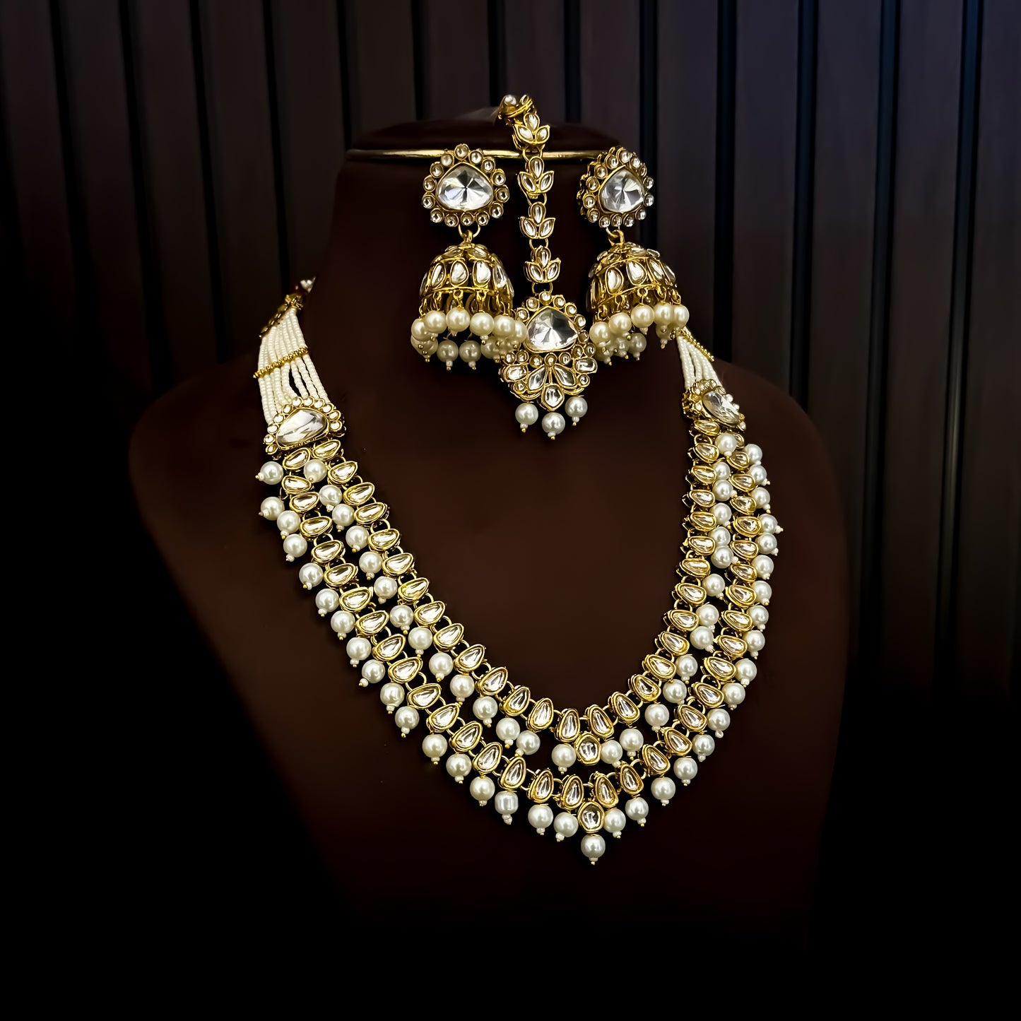 Stuti Double Layer Kundan Necklace Set - Golden