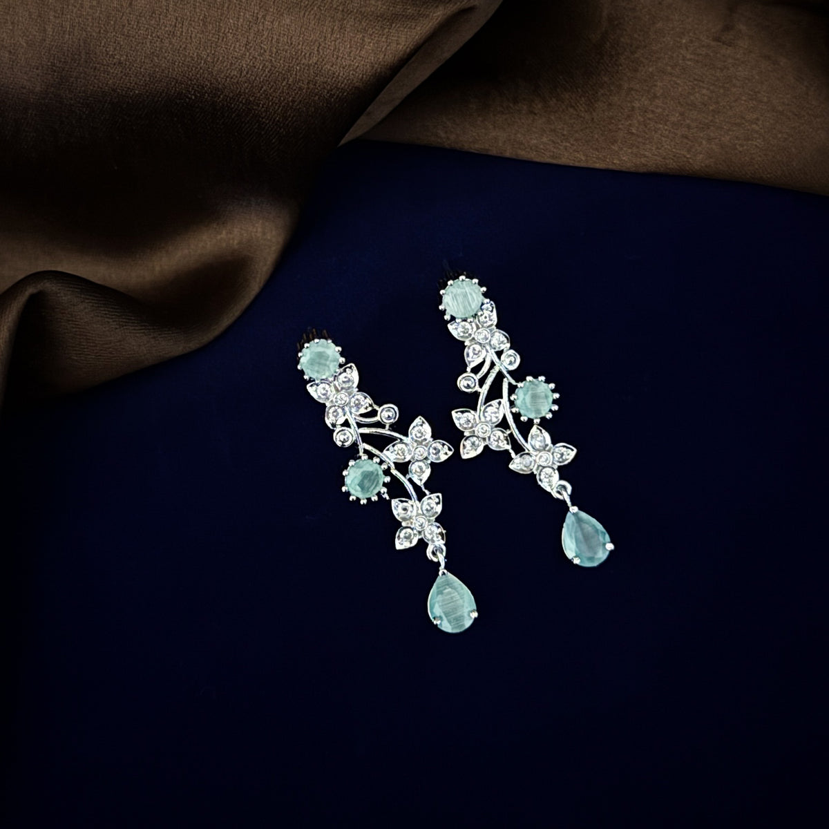 Pastel Green Elsa American Diamond Necklace Set