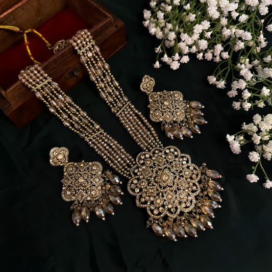 Mandala Jadau Reverse AD Necklace Set- Copper Golden