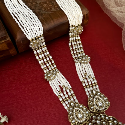 Golden Sanisha Designer Kundan Rani Haar Long Necklace Set