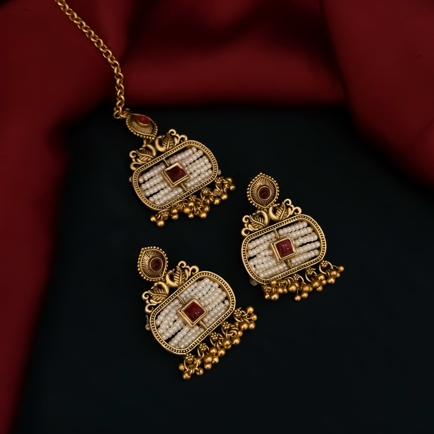 Kinjal Rajwadi Matte Polish Long Necklace Set - Pink