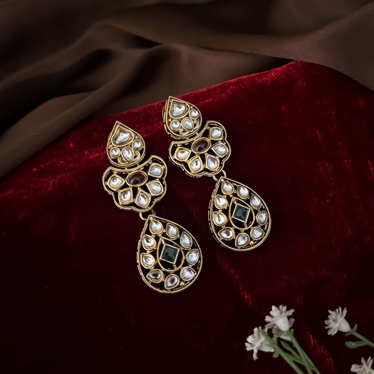 Pink & Green Suzanne Kundan Necklace Set