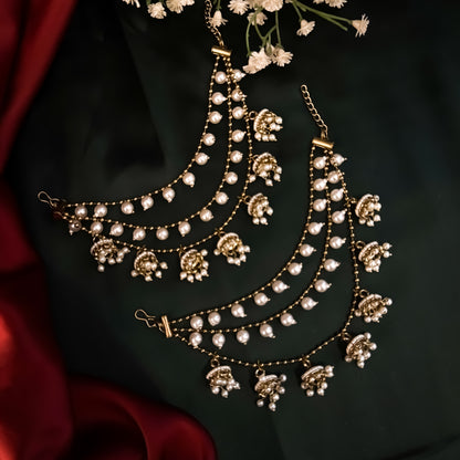 Jasmeer Bahubali Jhumka Detachable Earchains - Golden