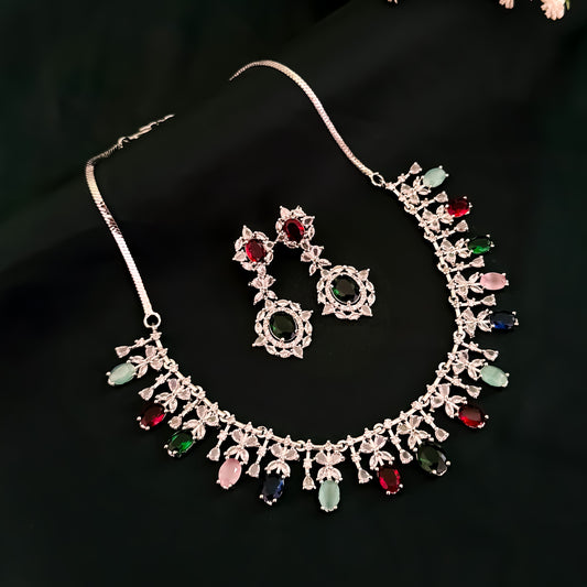 Charlotte American Diamond Necklace Set - Multi