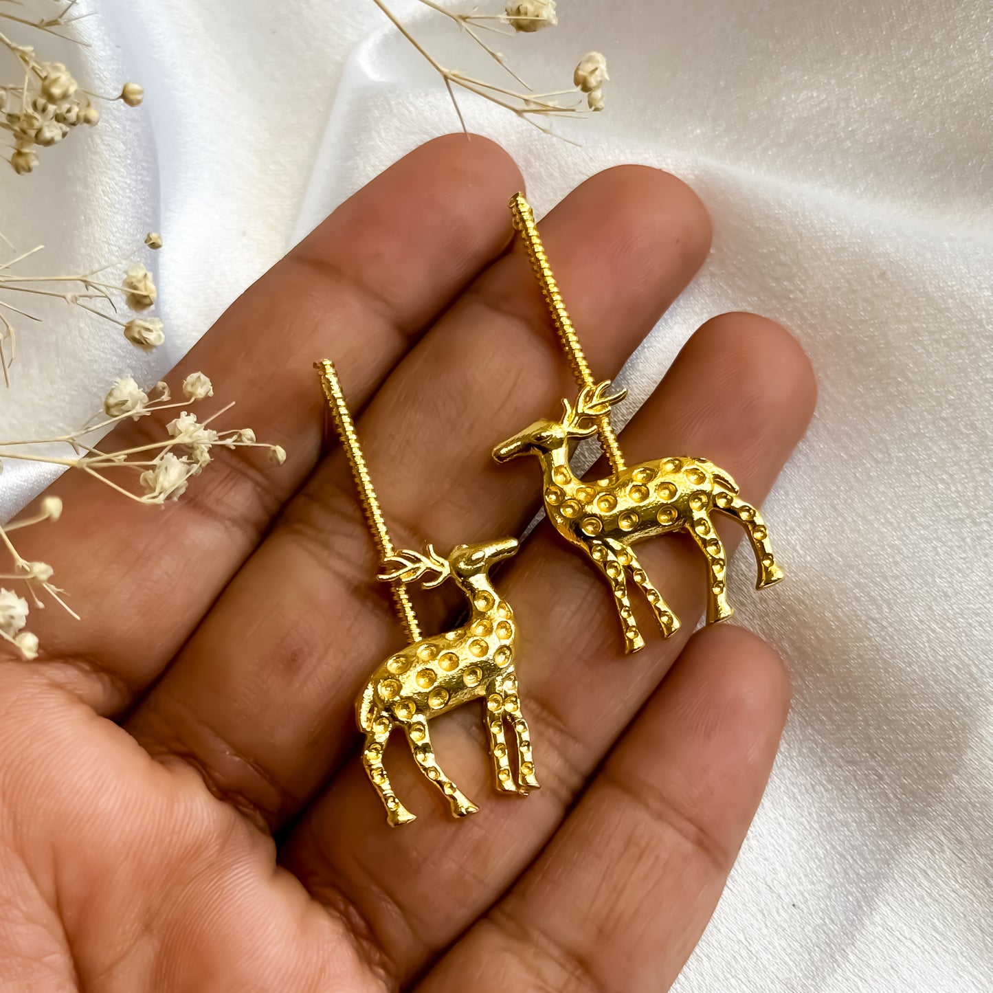Dainty Deer Handcrafted Brass Earrings