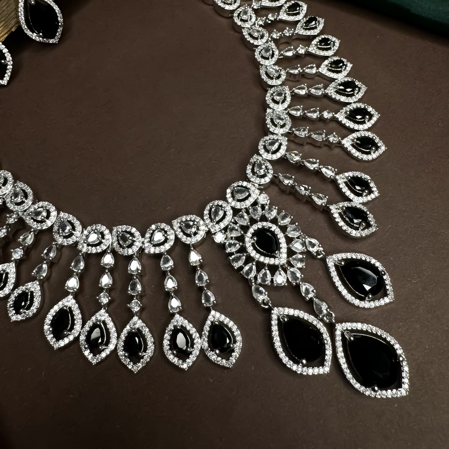 Ishrat AD Necklace Set - Black