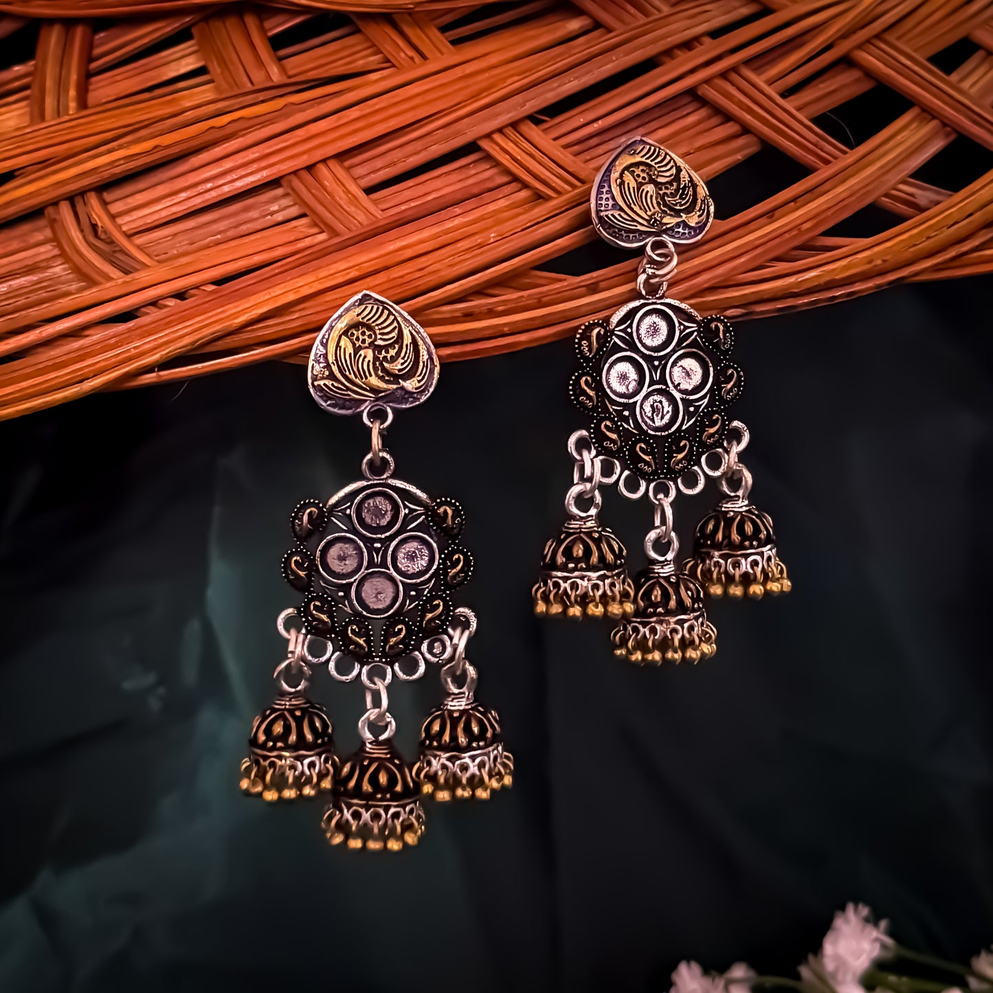 Ujwal SLA Dual Tone Brass Jhumka Earrings