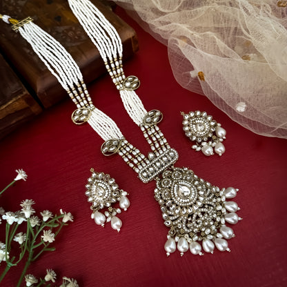 Golden Saisha Royal Kundan Rani Haar Long Necklace Set