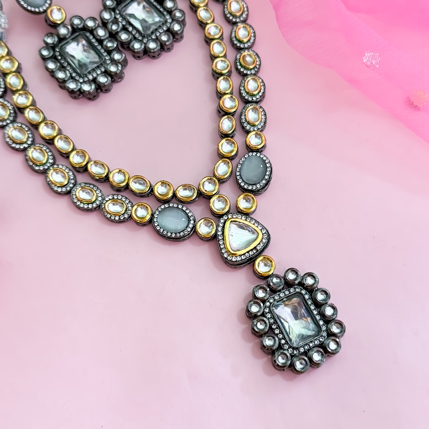Shayna Double Layer Kundan Necklace Set