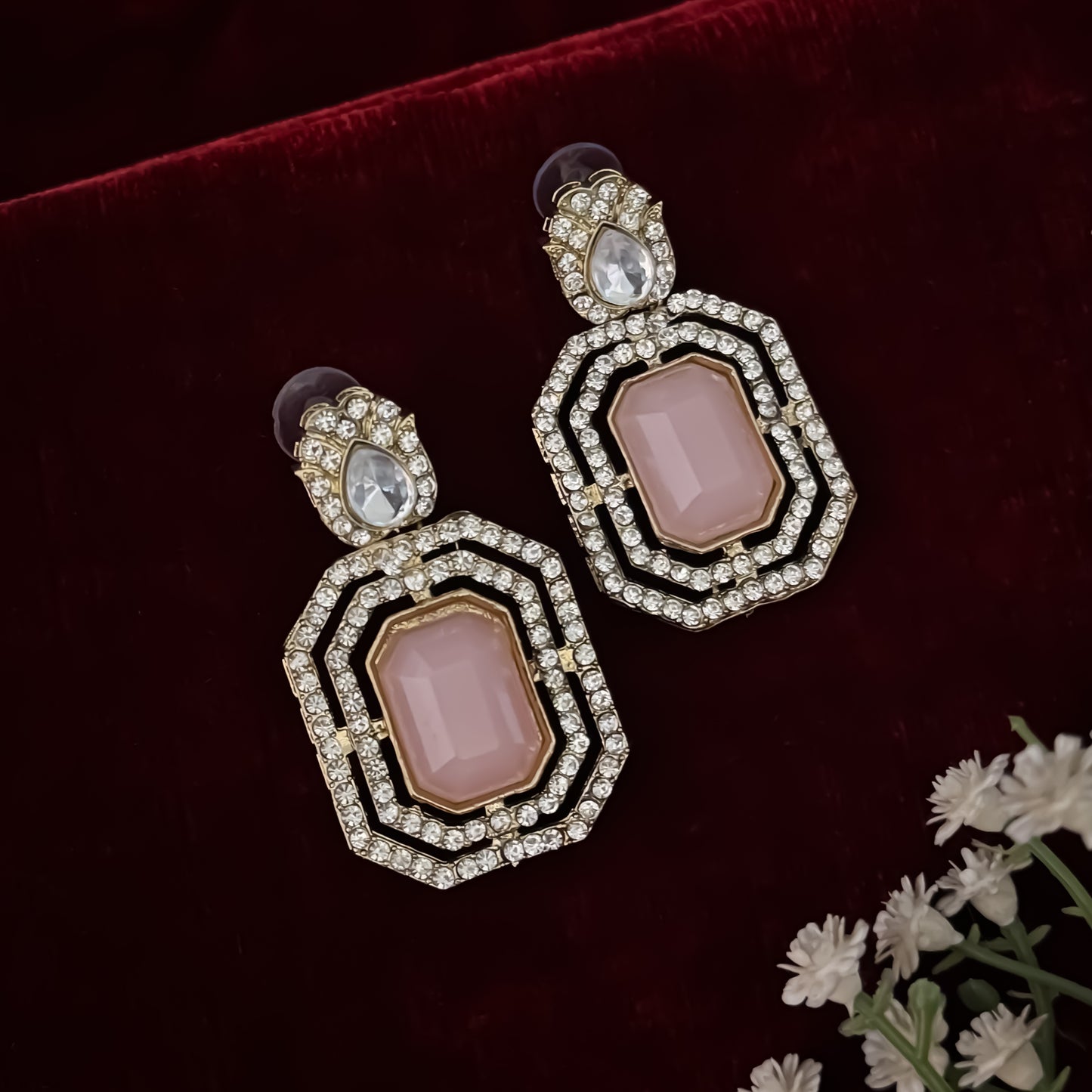 Vivan Victorian Pearl Choker Necklace Set - Pastel Pink